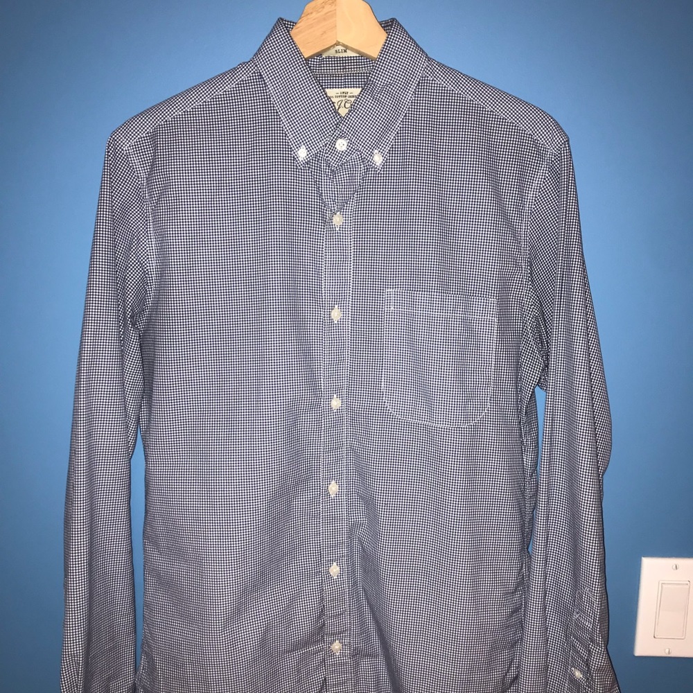 J. Crew 2 ply shirt in deep blue small check
